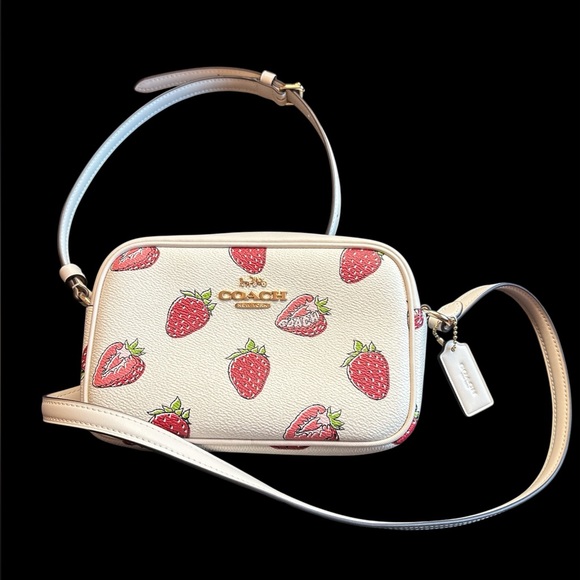 Coach Cream and Red Strawberry Crossbody Bag - Picture 1 of 5